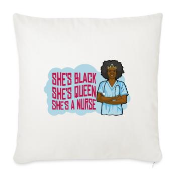Black Nurse Queen Pride - Throw Pillow Cover 17.5” x 17.5” - natural white - Front