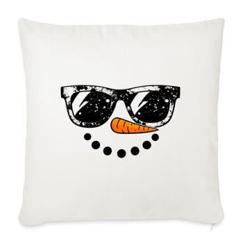 Snowman in Sunglasses - Throw Pillow Cover 17.5” x 17.5” - natural white - Front