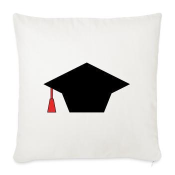 black graduation cap, graduation ceremony - Throw Pillow Cover 17.5” x 17.5” - natural white - Front