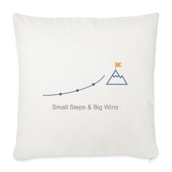 Small Steps Big Wins Minimalism Motivation Quote - Throw Pillow Cover 17.5” x 17.5” - natural white - Front