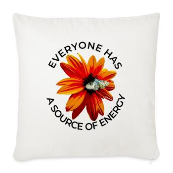 Butterfly on Orange Flower – Black Quote - Throw Pillow Cover 17.5” x 17.5” - natural white - Front