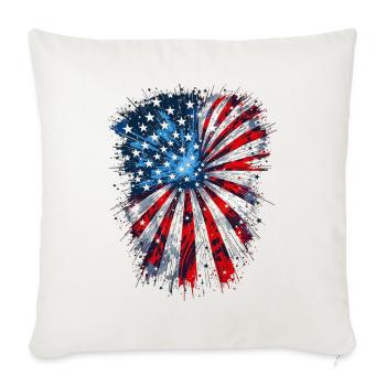 Patriotic Burst Flag Splash - Throw Pillow Cover 17.5” x 17.5” - natural white - Front