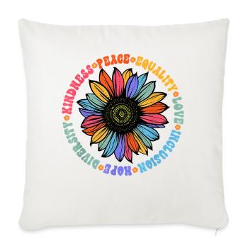 Rainbow Sunflower Circle - Throw Pillow Cover 17.5” x 17.5” - natural white - Front