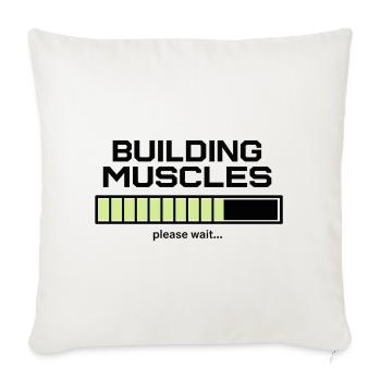 Building Muscles Gym - Throw Pillow Cover 17.5” x 17.5” - natural white - Front