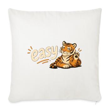 Easy Tiger | Funny Relaxed Tiger Cartoon - Throw Pillow Cover 17.5” x 17.5” - natural white - Front