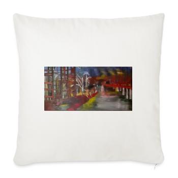 Impressionist Night Forest Path - Throw Pillow Cover 17.5” x 17.5” - natural white - Front