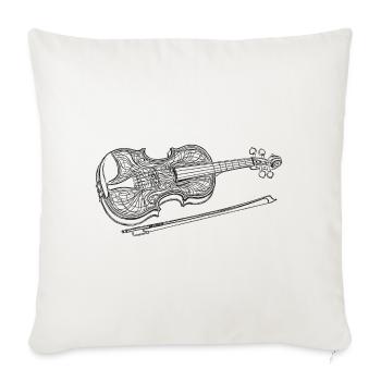 Fiddle Music Instrument Drawing Art Print - Throw Pillow Cover 17.5” x 17.5” - natural white - Front
