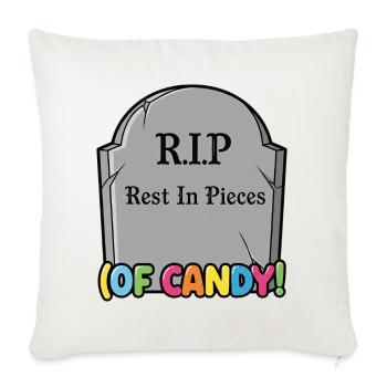 Candy Graveyard R.I.P Grave Stone - Throw Pillow Cover 17.5” x 17.5” - natural white - Front
