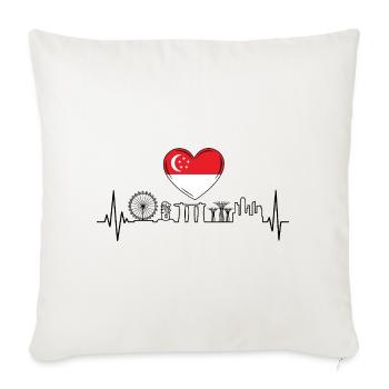Singapore Skyline Heartbeat Asian - Throw Pillow Cover 17.5” x 17.5” - natural white - Front