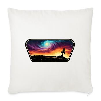 Retro Sci-Fi Rocket Launch | Vintage Galaxy Space  - Throw Pillow Cover 17.5” x 17.5” - natural white - Front