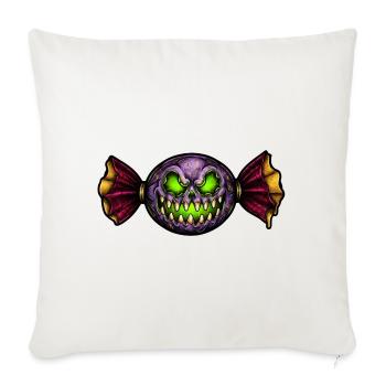 Horror Monster Candy Skull Halloween - Throw Pillow Cover 17.5” x 17.5” - natural white - Front