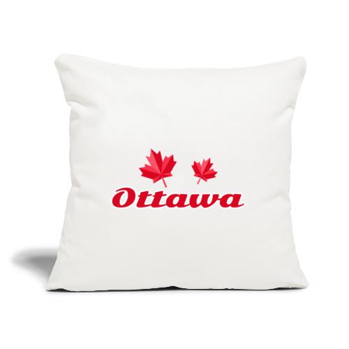 Ottawa with two red maple leaves - Throw Pillow Cover 17.5” x 17.5”