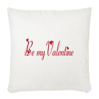 Be My Valentine Script Hearts - Throw Pillow Cover 17.5” x 17.5” - natural white - Front