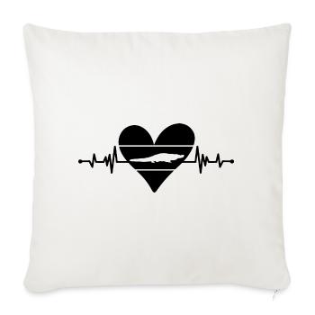 Alligator Heartbeat Heart - Throw Pillow Cover 17.5” x 17.5” - natural white - Front