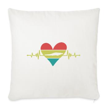 Alligator Heartbeat Retro - Throw Pillow Cover 17.5” x 17.5” - natural white - Front
