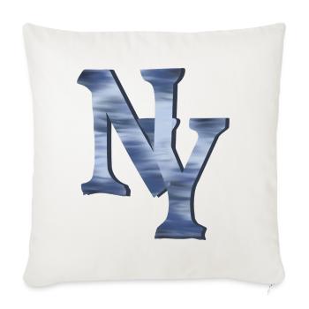 Blue Metallic NY Typography Design - Throw Pillow Cover 17.5” x 17.5” - natural white - Front