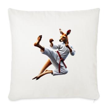 Karate Kangaroo: Fierce Martial Arts Kick - Throw Pillow Cover 17.5” x 17.5” - natural white - Front