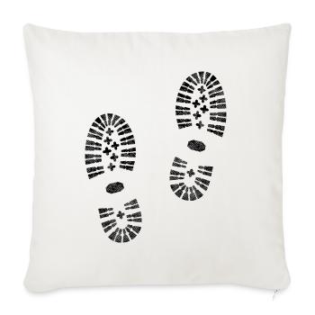 Boot print, Foot print, Hiking boots, Shoe print - Throw Pillow Cover 17.5” x 17.5” - natural white - Front
