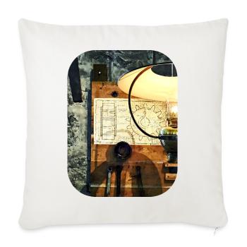 Blueprint of Gear - Throw Pillow Cover 17.5” x 17.5” - natural white - Front