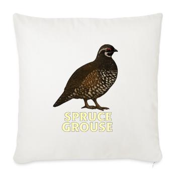 Spruce Grouse Game Bird Nature Illustration - Throw Pillow Cover 17.5” x 17.5” - natural white - Front