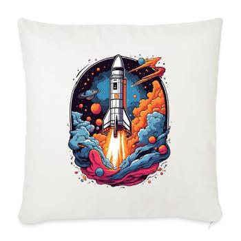 Rocket Launch Through Psychedelic Nebula - Throw Pillow Cover 17.5” x 17.5” - natural white - Front