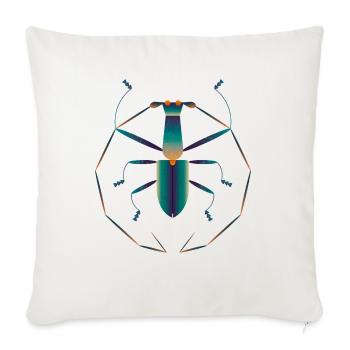 Giant Blue Longhorn Beetle - Throw Pillow Cover 17.5” x 17.5” - natural white - Front