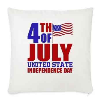 4th of July - Throw Pillow Cover 17.5” x 17.5” - natural white - Front