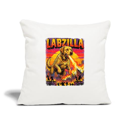 Labzilla Giant Yellow Labrador Monster Tee - Throw Pillow Cover 17.5” x 17.5”