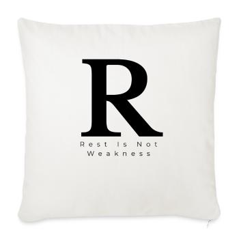 Rest Is Not Weakness | Minimal Letter R - Throw Pillow Cover 17.5” x 17.5” - natural white - Front