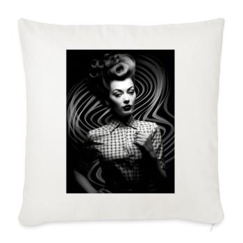 Rockabilly Boss Chick - Throw Pillow Cover 17.5” x 17.5” - natural white - Front