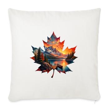 Autumn Maple Leaf Mountain Landscape Fall Nature - Throw Pillow Cover 17.5” x 17.5” - natural white - Front