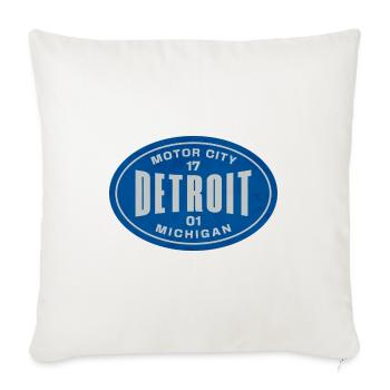 Vintage Detroit Michigan - Throw Pillow Cover 17.5” x 17.5” - natural white - Front
