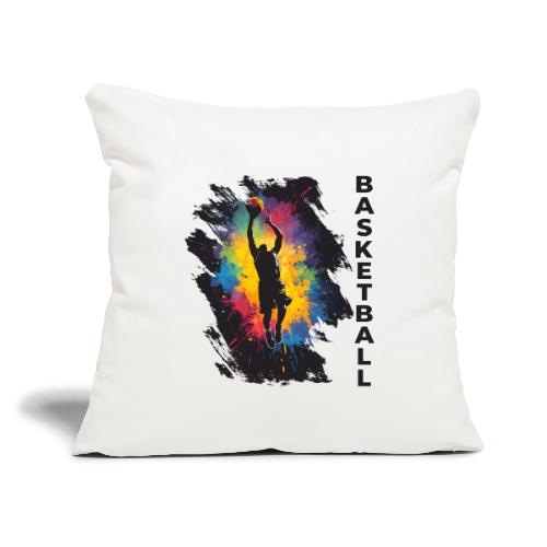 High Energy Basketball Paint Splatter Art - Throw Pillow Cover 17.5” x 17.5”