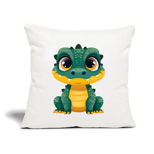 Smiling Cartoon Alligator - Throw Pillow Cover 17.5” x 17.5”