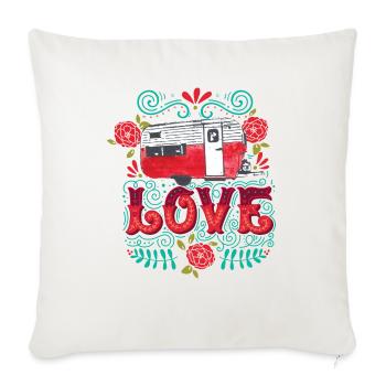 Vintage Camper Love - Throw Pillow Cover 17.5” x 17.5” - natural white - Front