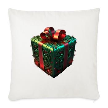 Christmas Green Present - Throw Pillow Cover 17.5” x 17.5” - natural white - Front