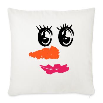 Cute Snowman Face - Throw Pillow Cover 17.5” x 17.5” - natural white - Front
