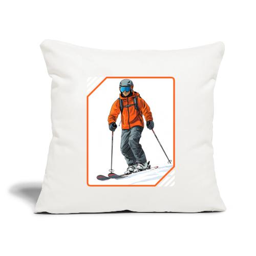 Skiing Thrill Ride - Throw Pillow Cover 17.5” x 17.5”