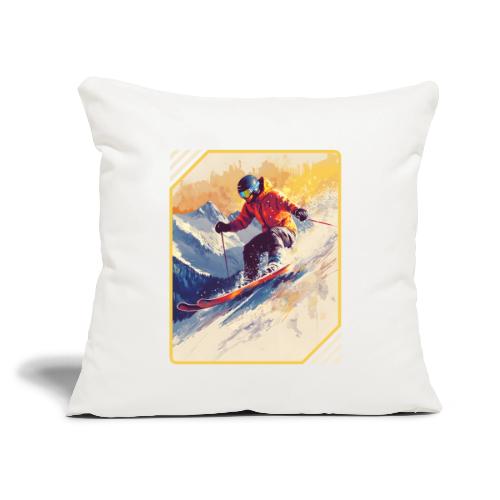 Skiing Through Snow Dreams - Throw Pillow Cover 17.5” x 17.5”