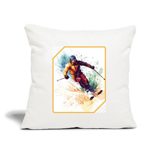 Winter Skiing Escape - Throw Pillow Cover 17.5” x 17.5”
