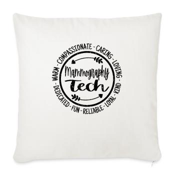 Mammography Tech - Throw Pillow Cover 17.5” x 17.5” - natural white - Front