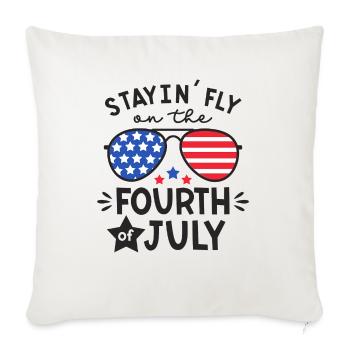 4th of July - Throw Pillow Cover 17.5” x 17.5” - natural white - Front