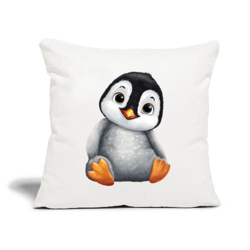 Innocent Penguin Sitting - Throw Pillow Cover 17.5” x 17.5”
