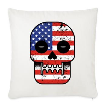 Skull America Flag - Throw Pillow Cover 17.5” x 17.5” - natural white - Front
