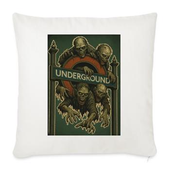 Underground Horde Horror Sign - Throw Pillow Cover 17.5” x 17.5” - natural white - Front