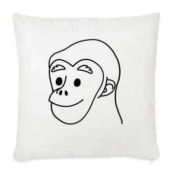 Little smiling chimp face - Throw Pillow Cover 17.5” x 17.5” - natural white - Front