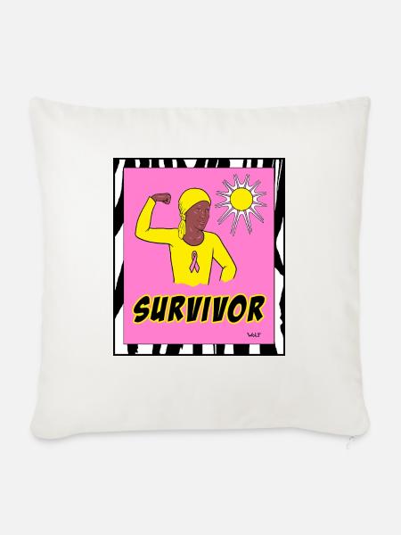 Survivor - Throw Pillow Cover 17.5” x 17.5” - natural white
