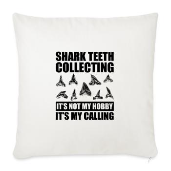 Collecting shark teeth - Throw Pillow Cover 17.5” x 17.5” - natural white - Front
