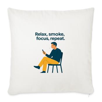 Relaxing Smoke and Focus Illustration - Throw Pillow Cover 17.5” x 17.5” - natural white - Front