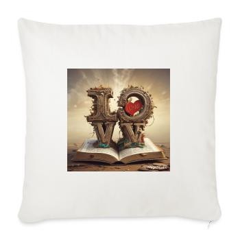 Love in Pages on the Seaside - Throw Pillow Cover 17.5” x 17.5” - natural white - Front